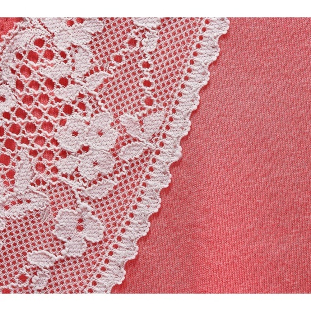 LOGO by Lori Goldstein Cotton Modal Cardigan w/ Lace Vibrant Coral Women's XXS - Picture 4 of 8
